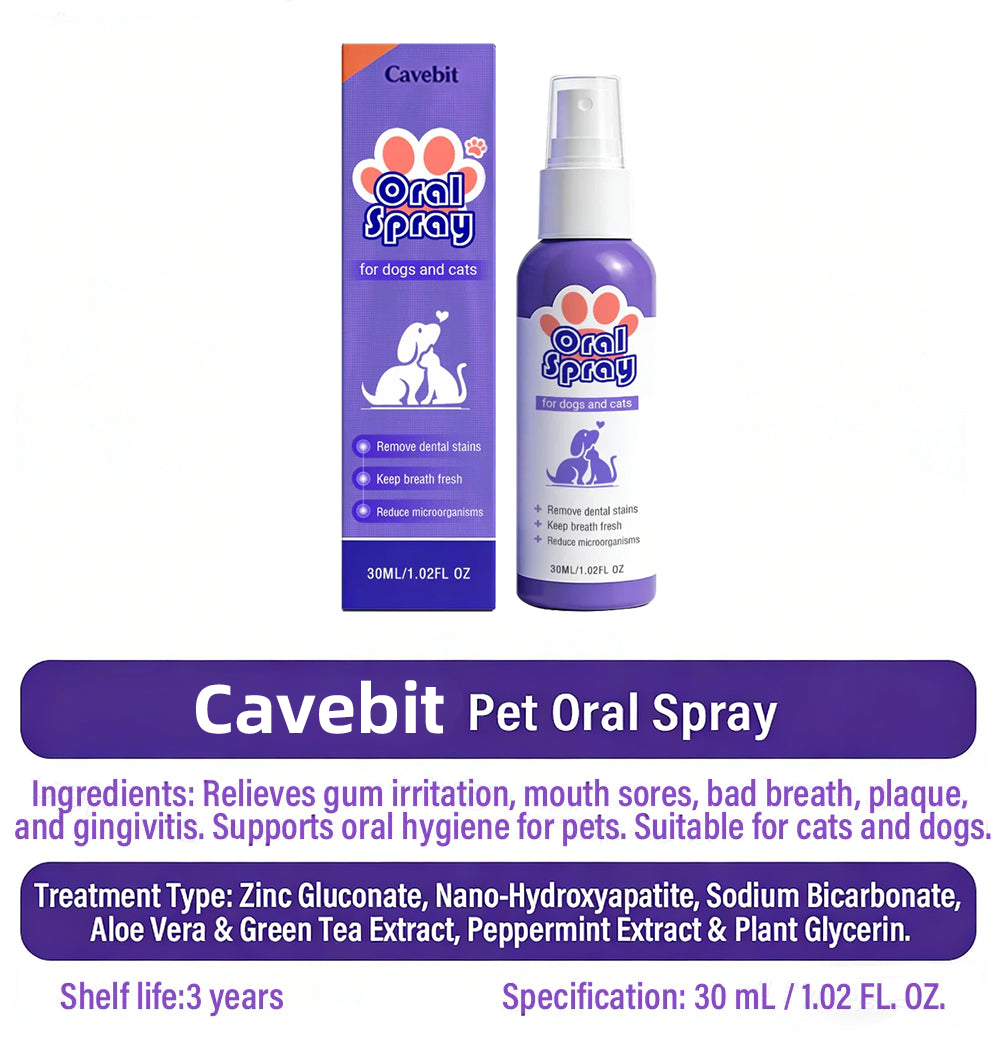 Cavebit™ Pet Oral Spray ✅FDA Approved | Freshen Breath, Remove Tartar & Promote gum regeneration, stabilize teeth 🦷🦷