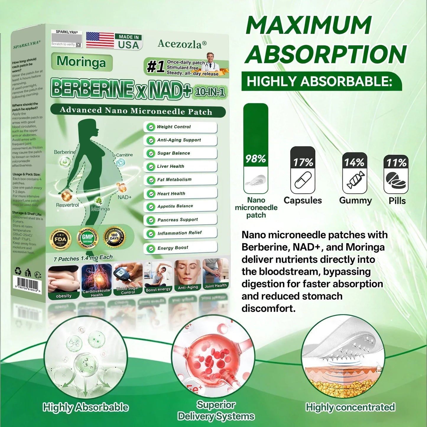 𝐎𝐟𝐟𝐢𝐜𝐢𝐚𝐥 𝐔𝐒 𝐒𝐭𝐨𝐫𝐞 | Acezozla® Moringa · Berberine × NAD+ 𝟏𝟎-𝐢𝐧-𝟏 𝐀𝐝𝐯𝐚𝐧𝐜𝐞𝐝 𝐍𝐚𝐧𝐨 𝐌𝐢𝐜𝐫𝐨𝐧𝐞𝐞𝐝𝐥𝐞 𝐏𝐚𝐭𝐜𝐡 — 𝐎𝐧𝐜𝐞 𝐃𝐚𝐢𝐥𝐲, 𝐕𝐢𝐬𝐢𝐛𝐥𝐞 𝐑𝐞𝐬𝐮𝐥𝐭𝐬 𝐢𝐧 𝟕 𝐃𝐚𝐲𝐬🔥