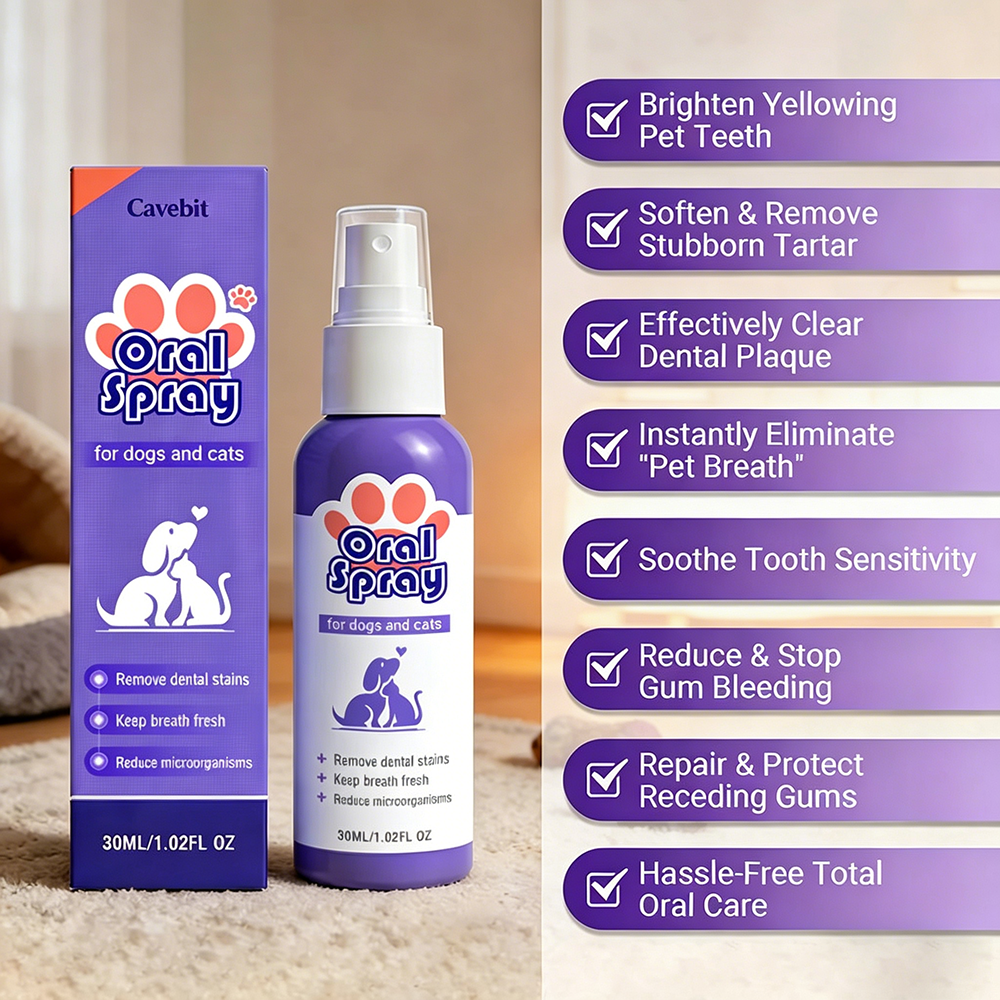 Cavebit™ Pet Oral Spray ✅FDA Approved | Freshen Breath, Remove Tartar & Promote gum regeneration, stabilize teeth 🦷🦷