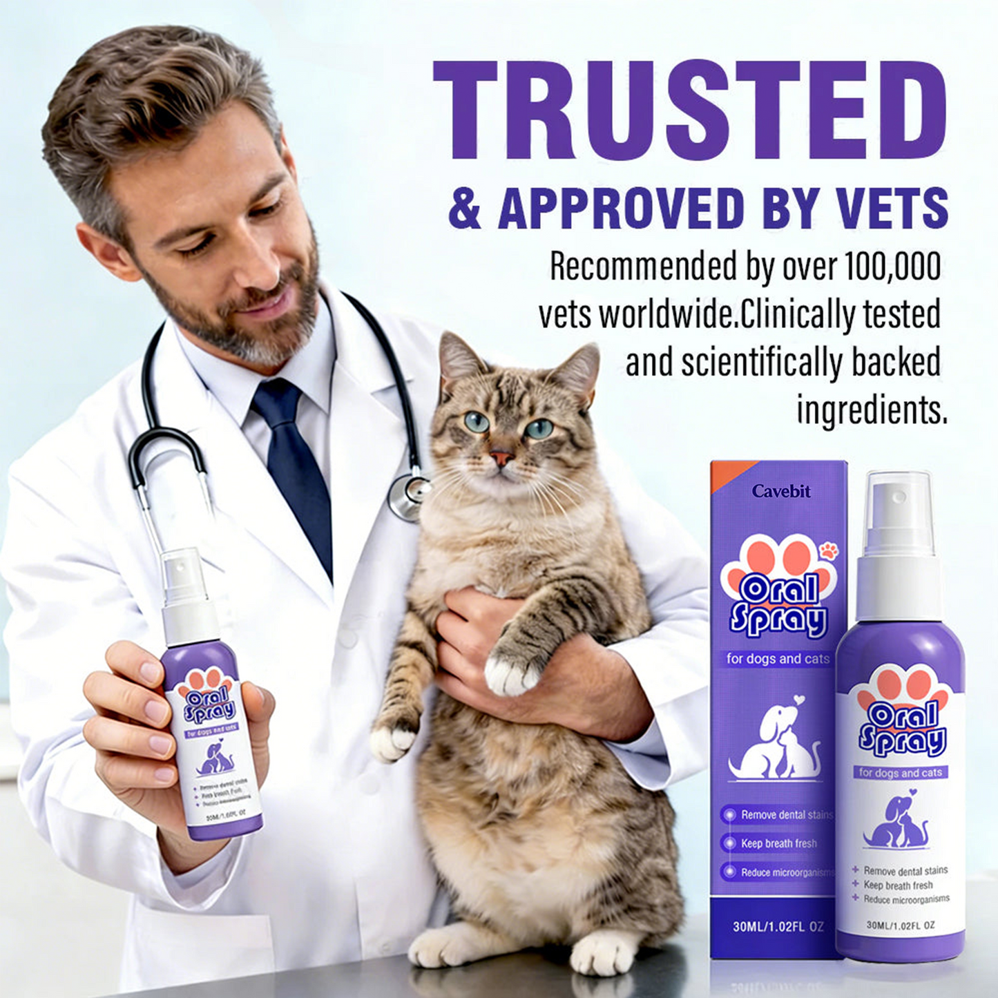 Cavebit™ Pet Oral Spray ✅FDA Approved | Freshen Breath, Remove Tartar & Promote gum regeneration, stabilize teeth 🦷🦷